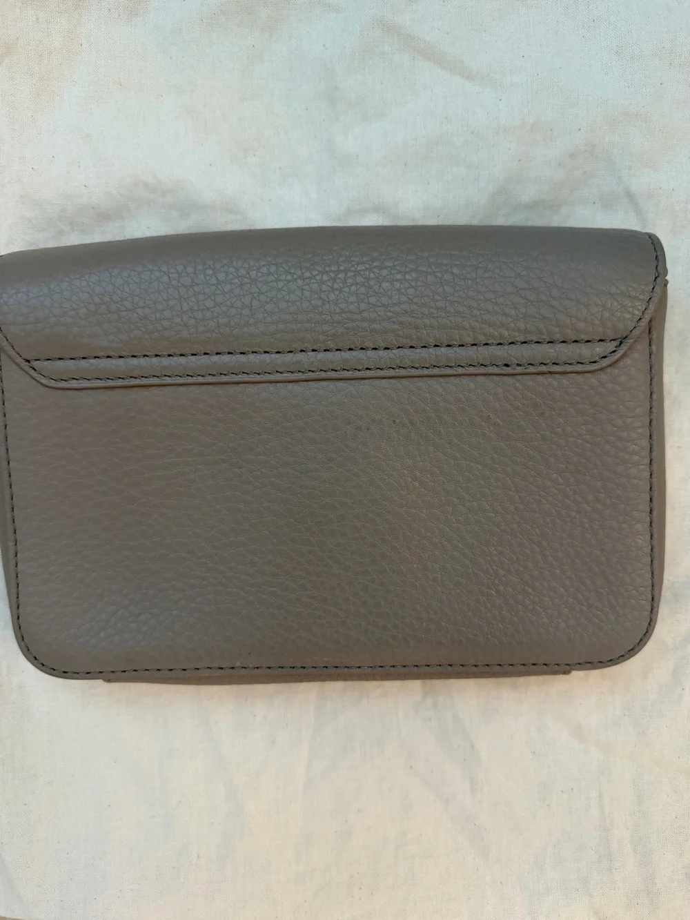 Tory Burch Amanda Gray Leather Logo Crossbody Chain Bag